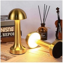 Masa Lambası Gece Lamba Mantar Model Usb Şarjlı Dekoratif Gold Re