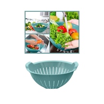 Flosoft Makarna Süzgeci 25 Cm, Kulplu Sebze Meyve Yıkama Süzgeci 2,5 Litre Turkuaz