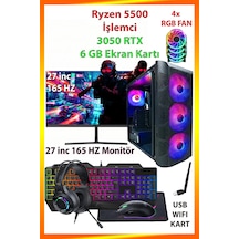 Comloji CMLJ23 R5-5500 16 GB 512 GB SSD RTX3050 27" Free Dos Masaüstü Oyuncu Bilgisayarı