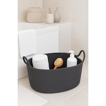 Tr Hasır Jüt Dekoratif Sepet 20x30x50 Cm, Oyuncak, Çamaşır, Banyo, Mutfak Ve Düzenleyici Saklama Sepeti Antrasit Diğer