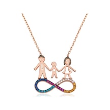 925 Ayar Gümüş Sonsuzluk Aile Kadın Gümüş Kolye Rose Gold