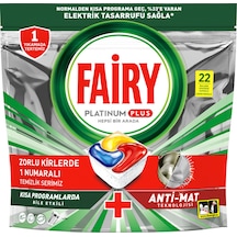 Fairy Platinum Plus Limon Kokulu 22 Yıkama Bulaşık Makinesi Deterjanı Tableti - Kapsülü
