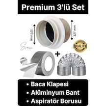 Premium Baca Klapesi Alüminyum Bant Aspiratör Borusu Seti Folyo Yanmaz Sızdırmaz Havalandırma Mutfak