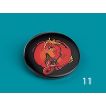 58 Mm Buton Rozet İğneli Çanta Kıyafet Rozeti Ejderha Ve Kadın Çok Renkli