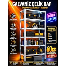 Çelik Raf 6 Katlı 31x75x200 Raf Sistemleri, Depo Rafı, Arşiv Rafı, Kiler Rafı, Çok Amaçlı Raf Galvaniz