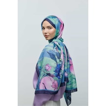 Moda Kaşmir Nileya Desen Pamuk Şal Lacivert