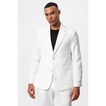 Antioch Astarsız Torba Cepli Erkek Blazer Ceket Beyaz