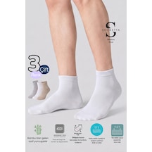 Socketta 3'lü Karışık Renkli Erkek Bambu Dikişsiz İnce Yazlık Kısa Konç Çorap - Premium Beyaz-bej-gri