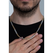 Sarı Beyaz Ezme Yassı Yılan Model Çelik Unisex Kolye eck41 Altın Sarı Beyaz Ezme Yassı Yılan Model Çelik Unisex Kolye eck41 Altın