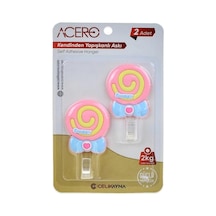 Lolipop Kendinden Yapışkanlı Askı 2li, Pembe Şeker Mutfak Ve Banyo Askısı X 2 Adet, 2 Kg Taşıma Kapasiteli Güçlü Yapışkanlı Plastik Askı - 38315 7/8 Yaş