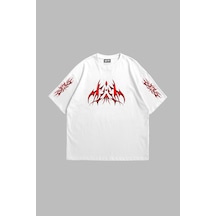 Tarzsokak Holographic Red Baskılı Oversize Unisex Beyaz Beyaz