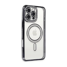 Apple Uyumlu iPhone 16 Pro Uyumlu Kılıf Joke Simli Magneticsafe Kılıf - Siyah