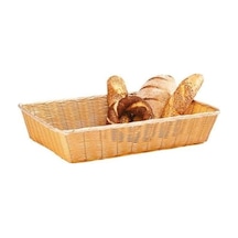 Hasır Görünümlü Dikdörtgen Ekmek Sepeti, Plastik Rattan, Bej, Servis Ve Sunum İçin Diğer