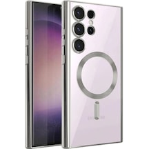 Samsung Galaxy Uyumlu S23 Ultra Kılıf Kross Magneticsafe Kapak - Gümüş Diğer