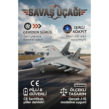 23 Cm J-15 Askeri Jet Replika Modeli - Aydınlatmalı Geri Çekmeli Hava Aracı Çocuk Maketi Piller Hazır Kullanıma Dahil