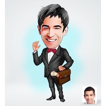 Bk Gift Kişiye Özel Erkek Avukat Karikatürlü Sosyal Medya Dijital Profil Fotoğrafı - Model 5