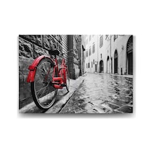 Dar Sokakta Kırmızı Bisiklet Tablosu - 90x60cm