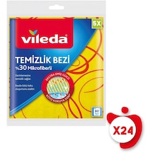 Vileda %30 Sarı Mikrofiberli Temizlik Bezi 5'li 24 Paket