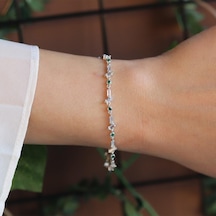 Mini Baget Taşlı Gümüş Bileklik Gümüş