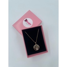 Xbaby İnce Zincirli Kalpli Rose Gold Hayat Ağacı Kolye Altın - Gümüş