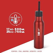 - Termal Şişe - 500ml - Kırmızı Renk - Paslanmaz Çelik - Çift Katmanlı - 12 Saat 24 Saat Soğuk Tutar - Hava Geçirmez Vidalı Kapak Özelliği - Özel Silikon Conta Sayesinde Sızdırmaz Şişe Açık Beyaz