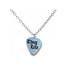 Thug Life Yazılı Pena Şeklinde Çift Taraflı Rock İşaretli Metal Zincirli Unisex Kolye Çok renkli