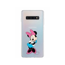 Samsung Galaxy Uyumlu S10 Plus Kapak Minnie Mouse Tasarımlı Şeffaf Silikon Kılıf