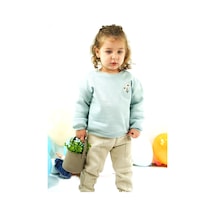 Kidaxi Nakış Detaylı 3 İplik İkili Mint Bebe Takımı Mint Yeşili