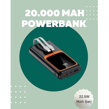 Dijital Ekranlı 20.000 Mah Powerbank 22.5w Hızlı Şarj + Çoklu Bağlantı Seçeneği Siyah 77912889