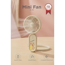 Şarjlı El Vantilatörü Boyun Askılı 3 Kademeli Mini Taşınabilir Fan F71 Kahverengi