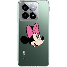 Xiaomi Mi 14 İle Uyumlu Minnie Mouse 1 Baskılı Kamera Korumalı Şeffaf Kılıf Şeffaf