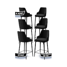 Canisa Concept Tera Serisi 6 Siyah Sandalye 65 Cm Ada Mutfak Bar Sandalyesi Babyface Kumaş Siyah Metal Ayaklı Sandalyeler Siyah Ayaklar Siyah