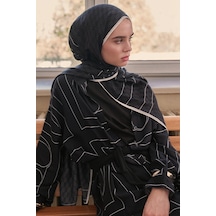Carell Shine Monogram Floş Şal Siyah Çok Renkli