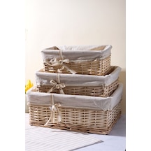 Salice Hasır 3 Lü Sepet Organizer Havluluk Düzenleyici Bej Bej