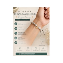 Doğal Taş Aytaşı Akik İpli Bileklik Sevgiliye Hediye - Erkek Kadın Unisex Beyaz Beyaz