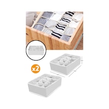 2 Adet 12 Bölmeli Organizer Çekmece Içi Düzenleyici Gri-beyaz Diğer