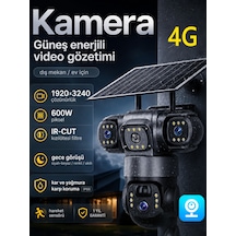 4g Sım Kartlı 4k 3 Lensli Solar Ptz Güvenlik Kamerası V380 Pro 360 Yapay Zeka İnsan Algılama Renkli Gece Görüşü Dış Mekan Kamera