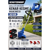 Schutzenger 3010R Çift Akülü 5 Pilli 3 Farklı 8 Başlık Bakır Motor C7 Kalite Şarjlı Ot Çim Biçme Makinesi