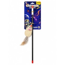 Catmozz Premium Doğal Lifli Tüylü Kedi Oltası 45 Cm