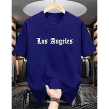 Kozia Outdoors Malkoçbey Los Angeles Baskılı Oversize Unisex Basic O Yaka T-shirt Lacivert