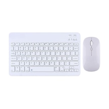 Şık Tasarımlı Bluetooth Kablosuz Klavye Ve Mouse Seti Android, İos Ve Windows Uyumlu Şarj Edilebilir, Taşınabilir Ve Sessiz Tuşlu Set Beyaz Diğer