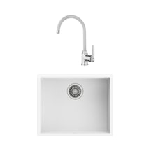 Teka Square 50.40 TG Tezgahaltı Granit Eviye + In 995 FW Kuğu Mutfak Bataryası Set Beyaz