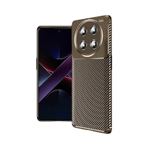 Honor Magic 7 Lite Kılıf Auto Focus Karbon Kapak - Kahverengi -