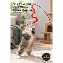 1 Adet Süs Tasarımlı Kedi Oltası Esnek Çubuklu