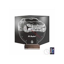 Luvivia Mercedes Araba Kişiye Özel Saatli 3d Lamba - Masa Gece Lambası Şeffaf