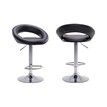 Bar Taburesi: Modern, Füme, Suni Deri, Yuvarlak, Krom, Basit, 64 Cm Çok Renkli