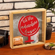 Macera Başlasın Tasarımlı Ahşap Kumbara - 24 X 24 X 4,5 Cm - Dekoratif Tablo Özellikli