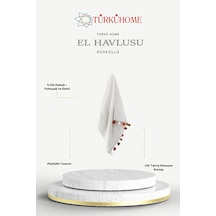 Püsküllü Yumuşak Pamuk Havlu Yüksek Emicili El Havlusu 50x90 Cm Beyaz