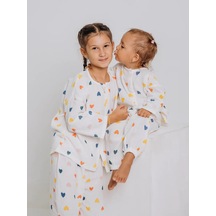 Ruandı Çocuklar İçin Kalp Desenli Müslin Pijama 262914557 Beyaz Ruandı Çocuklar İçin Kalp Desenli Müslin Pijama 262914557 Beyaz