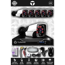 Turkno 6 Kameralı Pania 6 Dış Kamera Set HDD'siz Full HD Gece Görüşlü Güvenlik Kamerası Sistemi